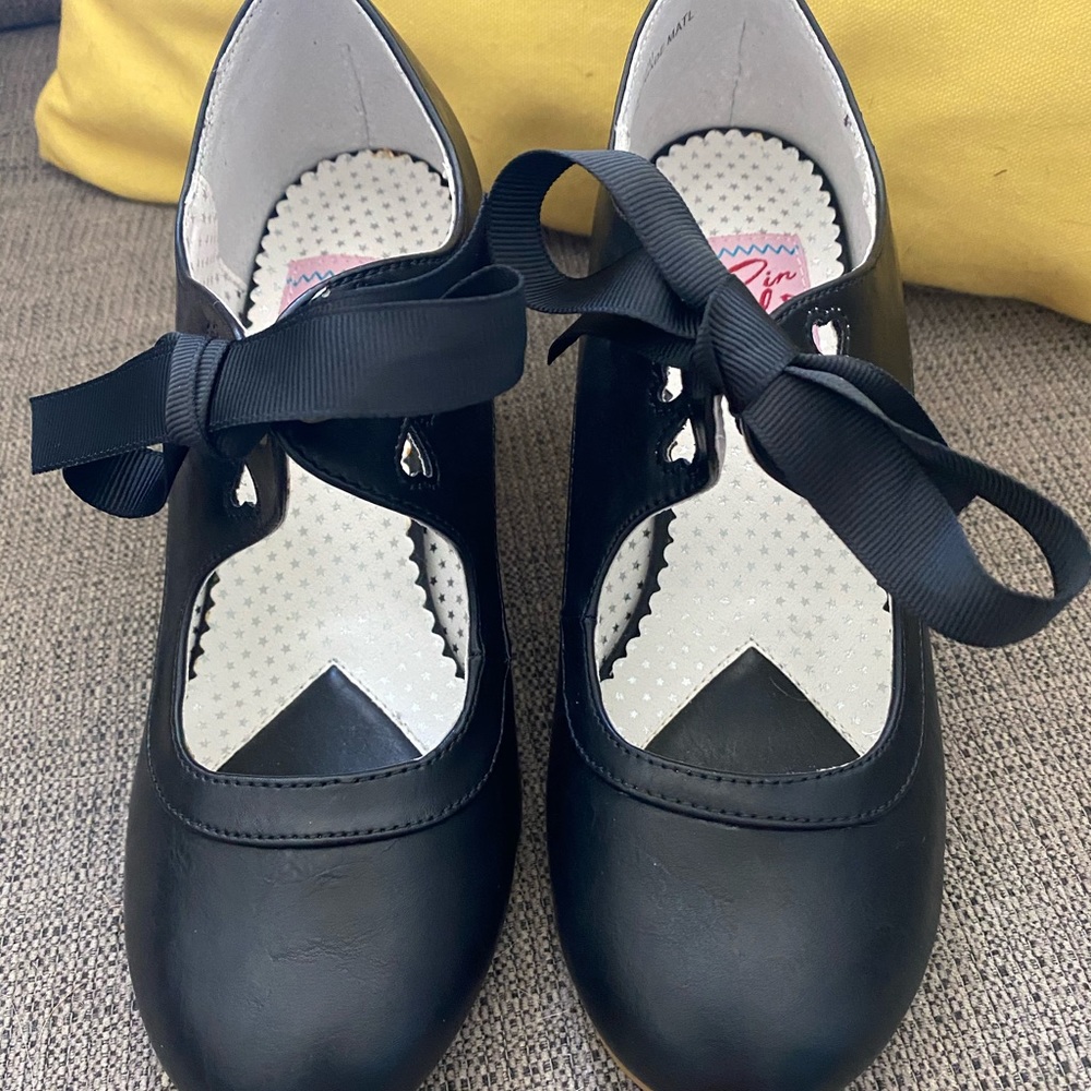 Black Ribbon Mary Jane Heels - Women